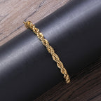 5mm Rope Chain Bracelet silver finish on white background view 4