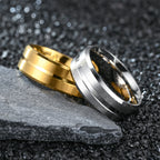 Brushed Groove Stainless Steel Band in silver finish view 4