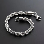 Stainless Steel Twisted Rope Bracelet, silver-tone, lobster clasp view 3