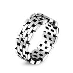 8mm Stainless Steel Hollow Link Ring, silver-tone, polished finish