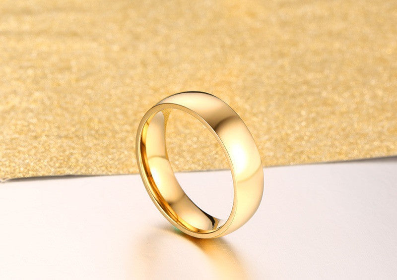 Polished Gold-Tone Stainless Steel Band Ring minimalist design view 3