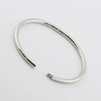 Minimalist Oval Bangle Bracelet, silver finish view 3