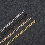 The Flat Gold-Tone Figaro Chain in Stainless Steel, view 5