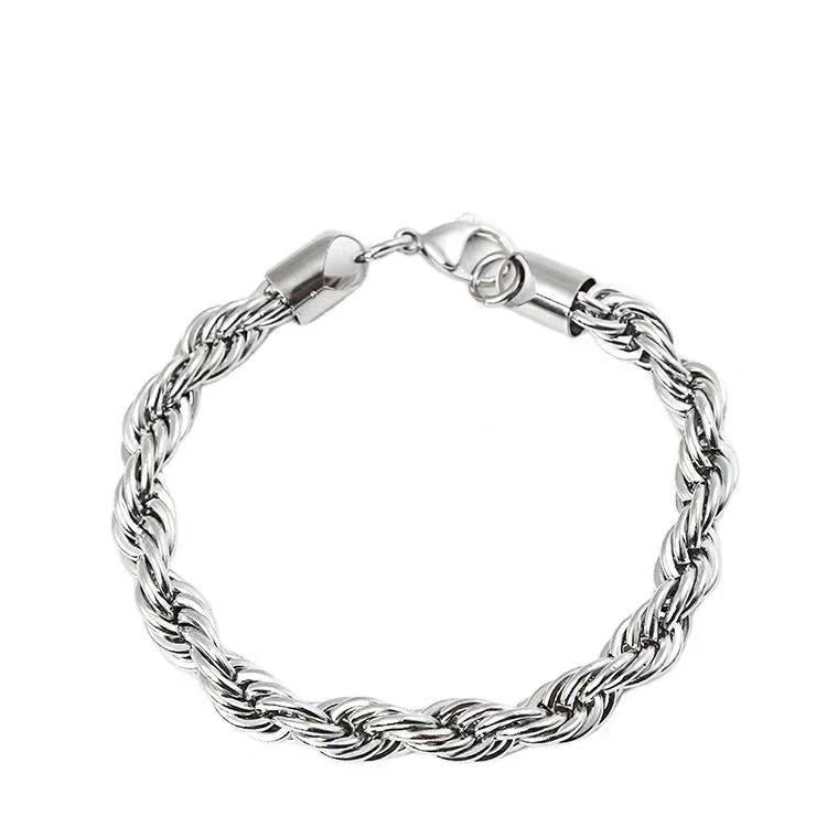 Stainless Steel Twisted Rope Bracelet, silver-tone, lobster clasp view 2