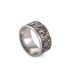 Stainless Steel Tree of Life Band with etched Viking motif view 4