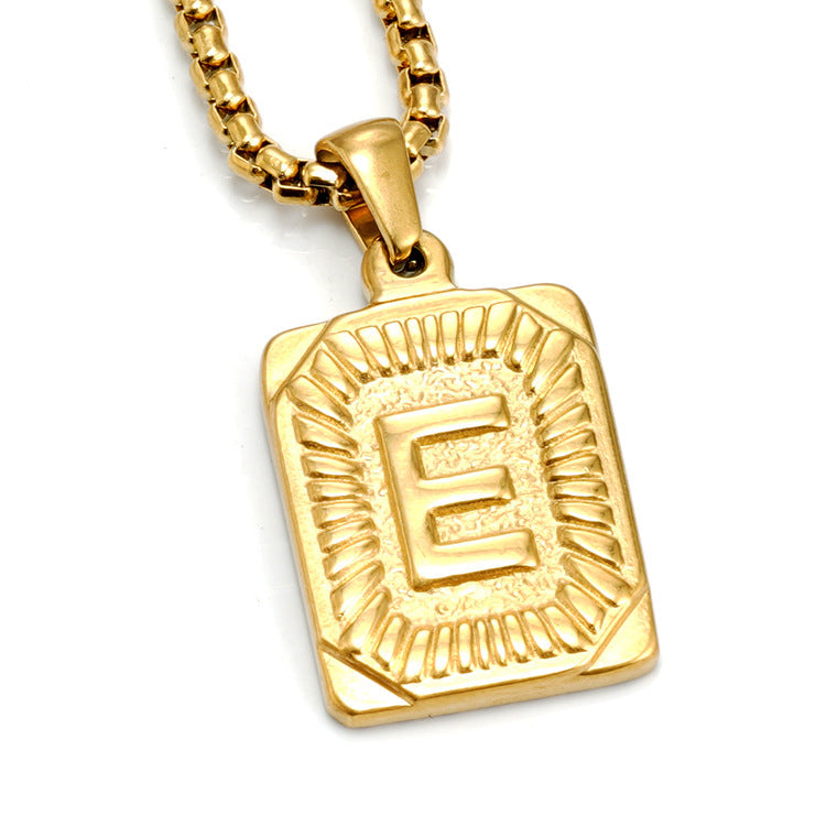 Gold-Tone Rectangular Initial Pendant Necklace with letter H view 8
