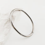 Minimalist Oval Bangle Bracelet, silver finish