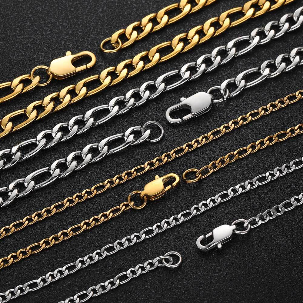 Stainless Steel Figaro Chain gold-tone finish view 3