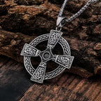 Celtic Knotwork Cross Pendant, stainless steel with intricate design view 3