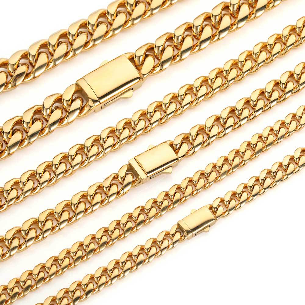 8-12mm Cuban Link Chain Necklace in silver-tone stainless steel view 4