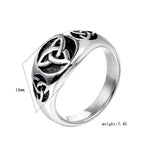 Stainless Steel Celtic Knotwork Ring, silver tone, front view view 2