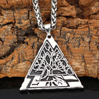 Titanium Steel Geometric Pendant Necklace with wheat chain view 3