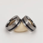 8mm Tungsten Carbide Hammered Inlay Ring with textured finish view 3