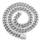8-12mm Cuban Link Chain Necklace in silver-tone stainless steel view 2