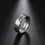 Stainless Steel Layered Geometric Ring, silver, black view 3
