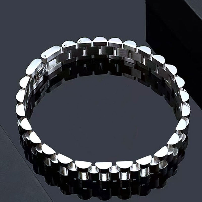 Stainless Steel President Link Bracelet gold-tone finish view 3