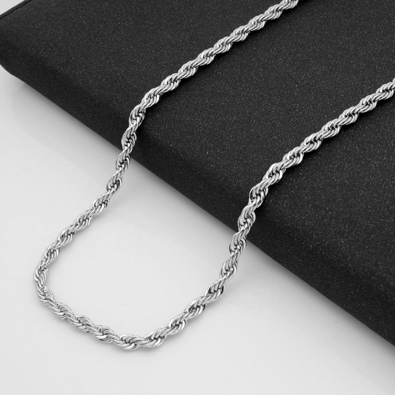 2-4mm Titanium Steel Rope Chain on black background