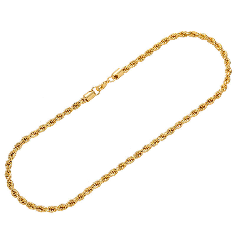 Gold-Tone Stainless Steel Rope Chain with lobster clasp view 4