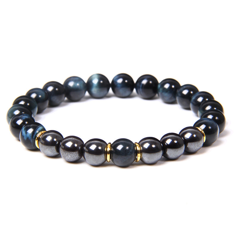 The Tiger Eye and Black Stone Bead Bracelet, view 3