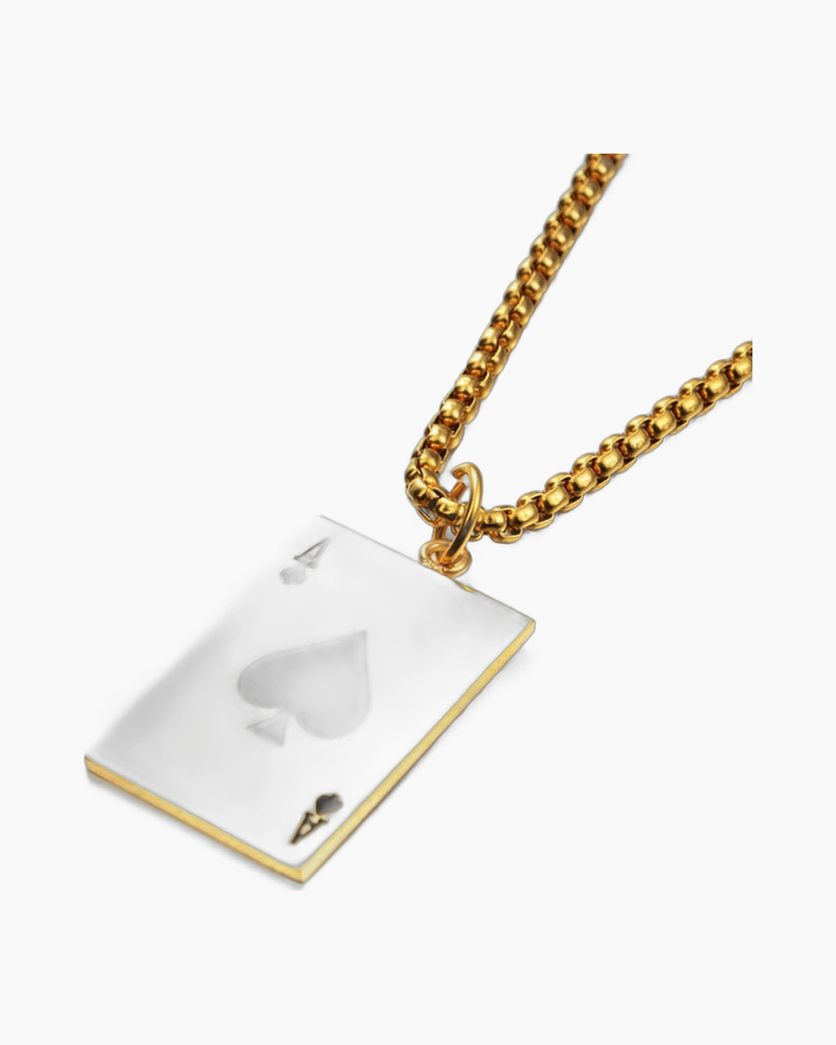 Ace of Spades Pendant Necklace, silver-tone with black spade view 5