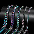 Cuban Link Stainless Steel Chain Necklace in silver, gold, and iridescent finishes view 4