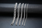 Titanium Steel Cuban Link Bracelet in silver-tone and black finishes view 3