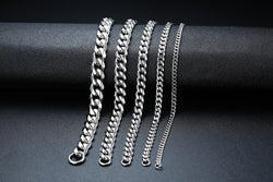 Titanium Steel Cuban Link Bracelet in silver-tone and black finishes view 3