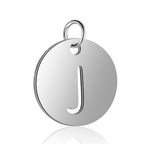 Stainless Steel Initial Disc Pendant, silver, hollow letter Z view 13
