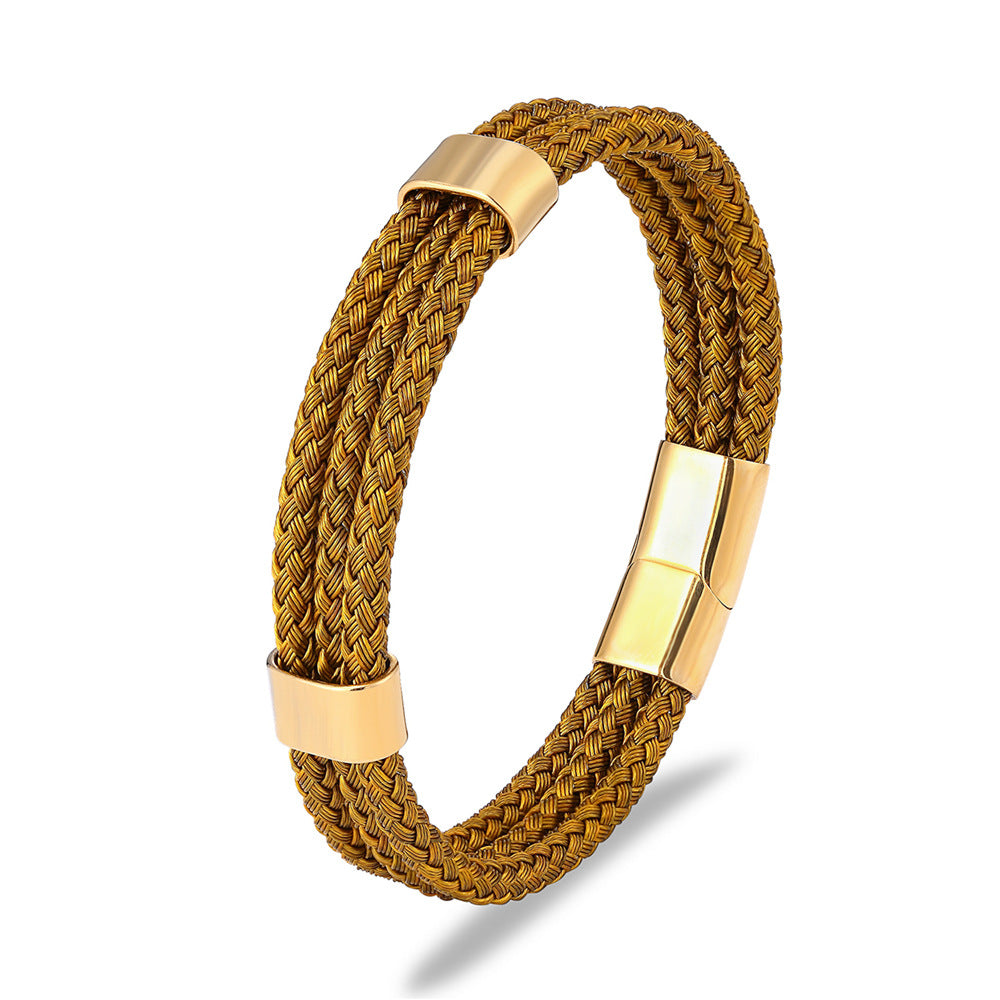 Titanium Steel Braided Magnetic Bracelet gold-tone