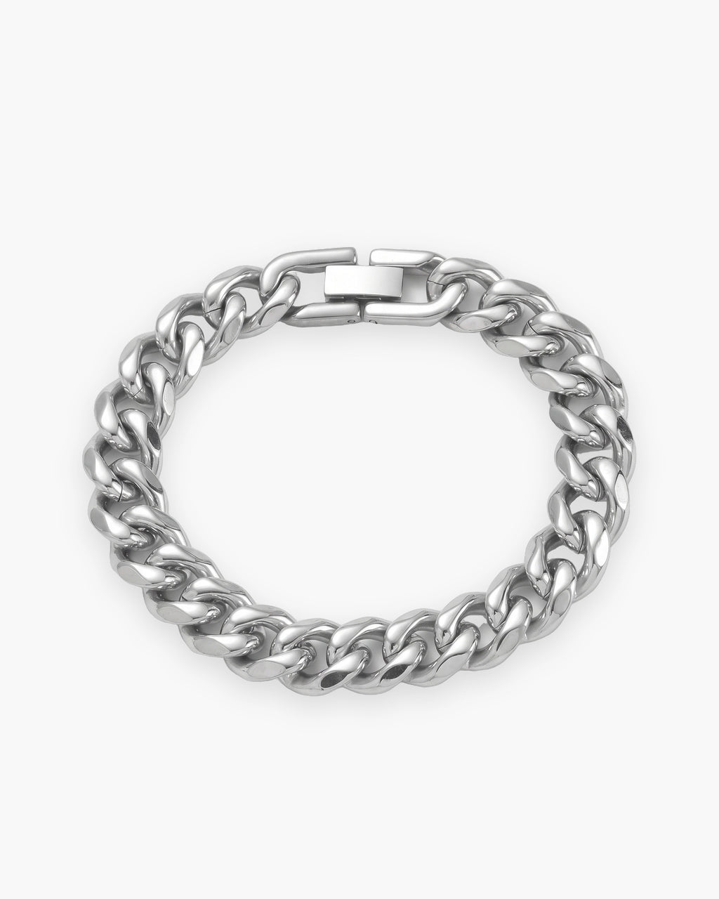 Atlas 10 mm Cuban link bracelet in silver-tone stainless steel [c:silver]