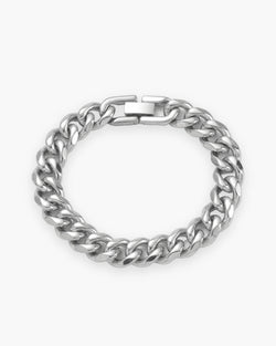 Atlas 10 mm Cuban link bracelet in silver-tone stainless steel [c:silver]