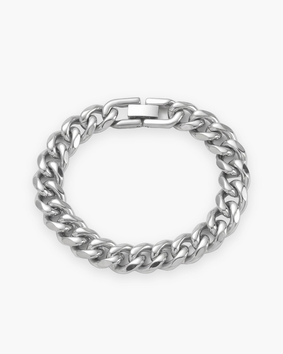 Atlas 10 mm Cuban link bracelet in silver-tone stainless steel [c:silver]