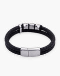 Atlas 14mm Braided Leather Bracelet with Magnetic Clasp in silver-tone [c:silver]