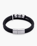 Atlas 14mm Braided Leather Bracelet with Magnetic Clasp in silver-tone [c:silver]