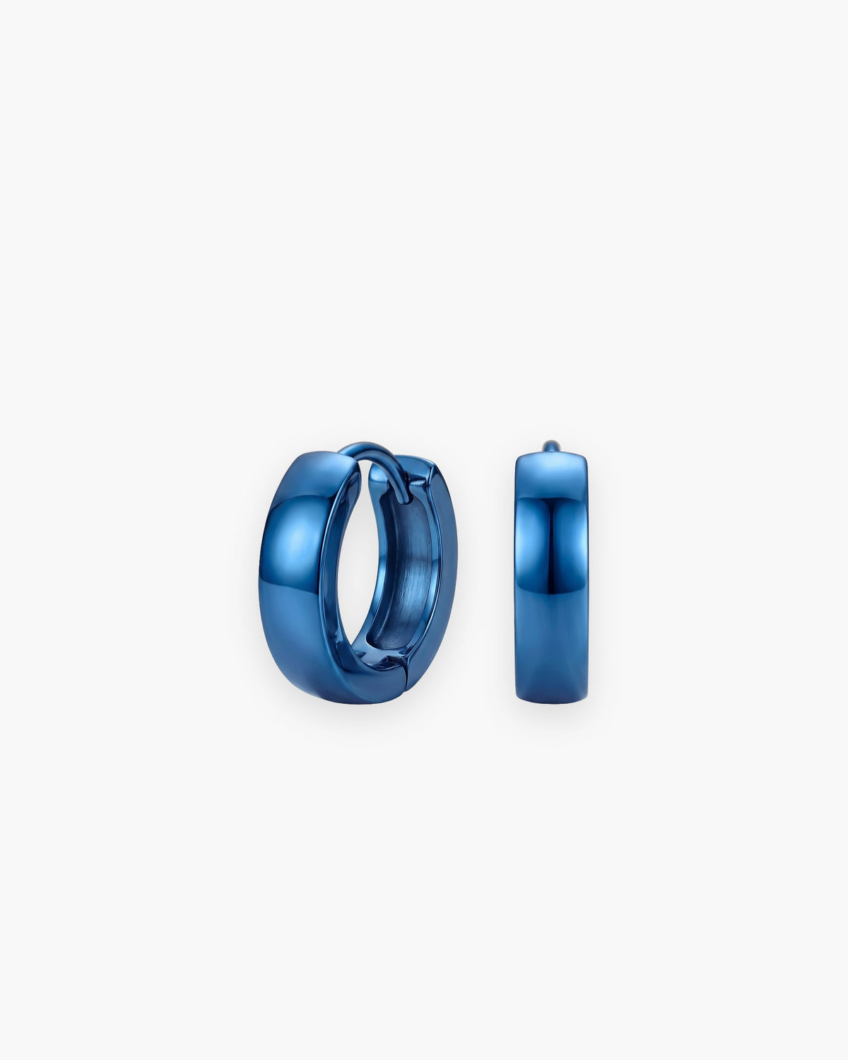 Atlas 4mm hoop earrings in blue stainless steel [c:blue]