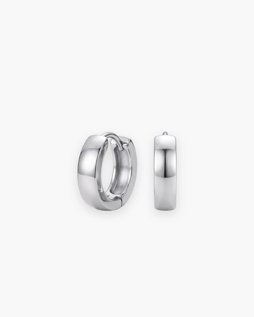 Atlas 4mm hoop earrings in silver-tone stainless steel [c:silver]
