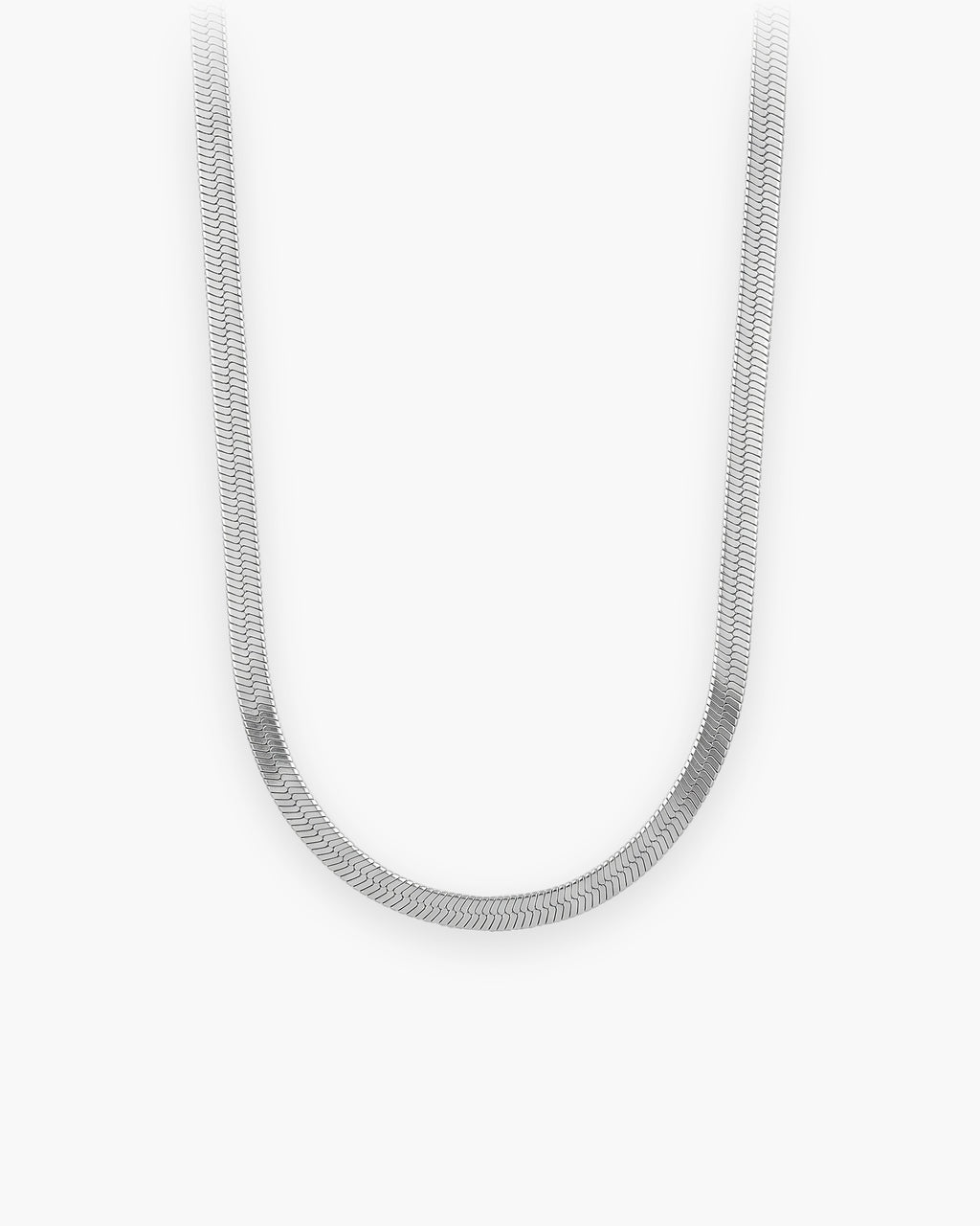 Atlas 5 mm flat snake chain in silver-tone stainless steel, 5 mm [c:silver]