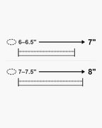 Atlas bracelet lengths 7 and 8 inches with matching wrist sizes [u:in]