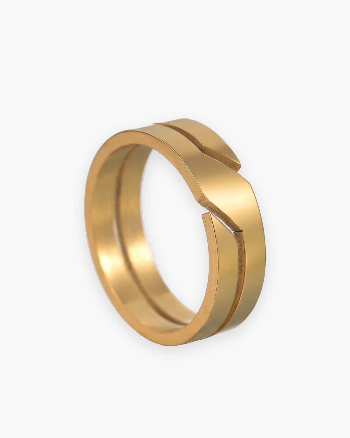 Atlas 6 mm geometric cut-out ring in gold-tone stainless steel [c:gold]