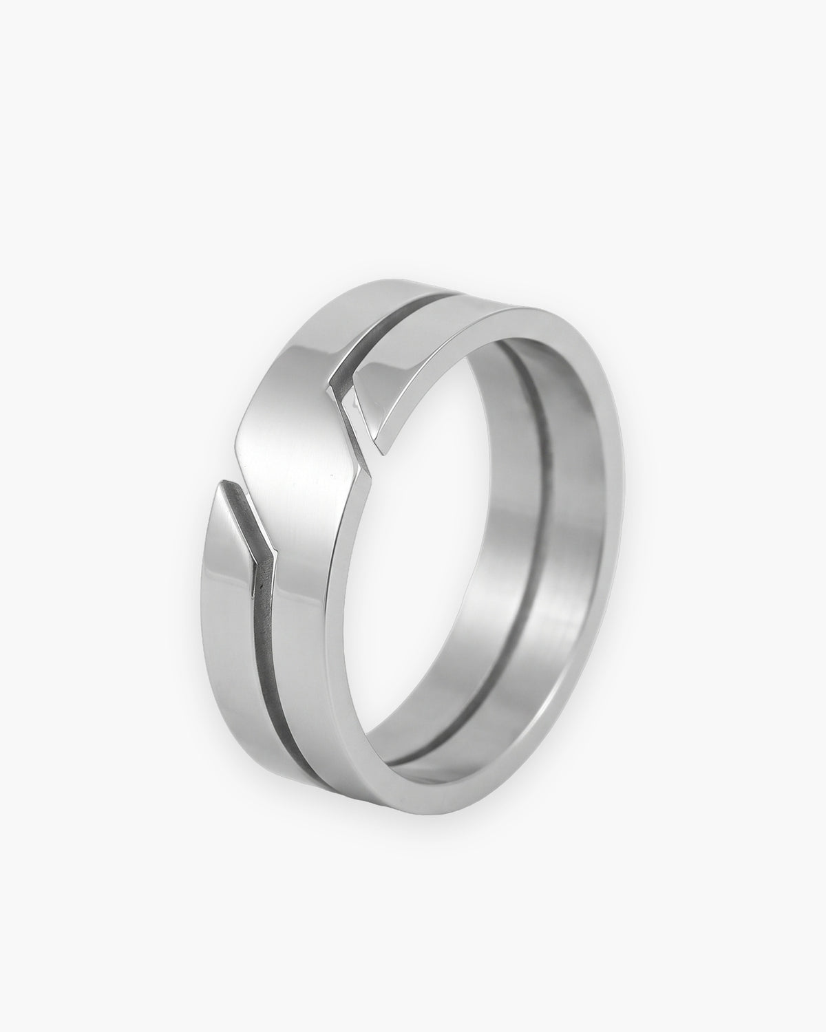 Atlas 6 mm geometric cut-out ring in silver-tone stainless steel [c:silver]
