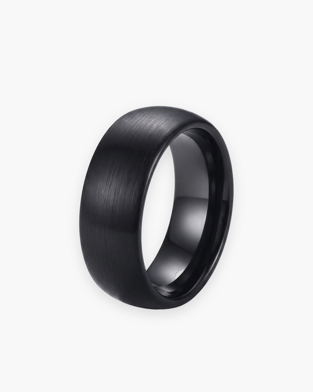 Atlas 8 mm brushed black tungsten carbide ring in black tungsten carbide [c:black]