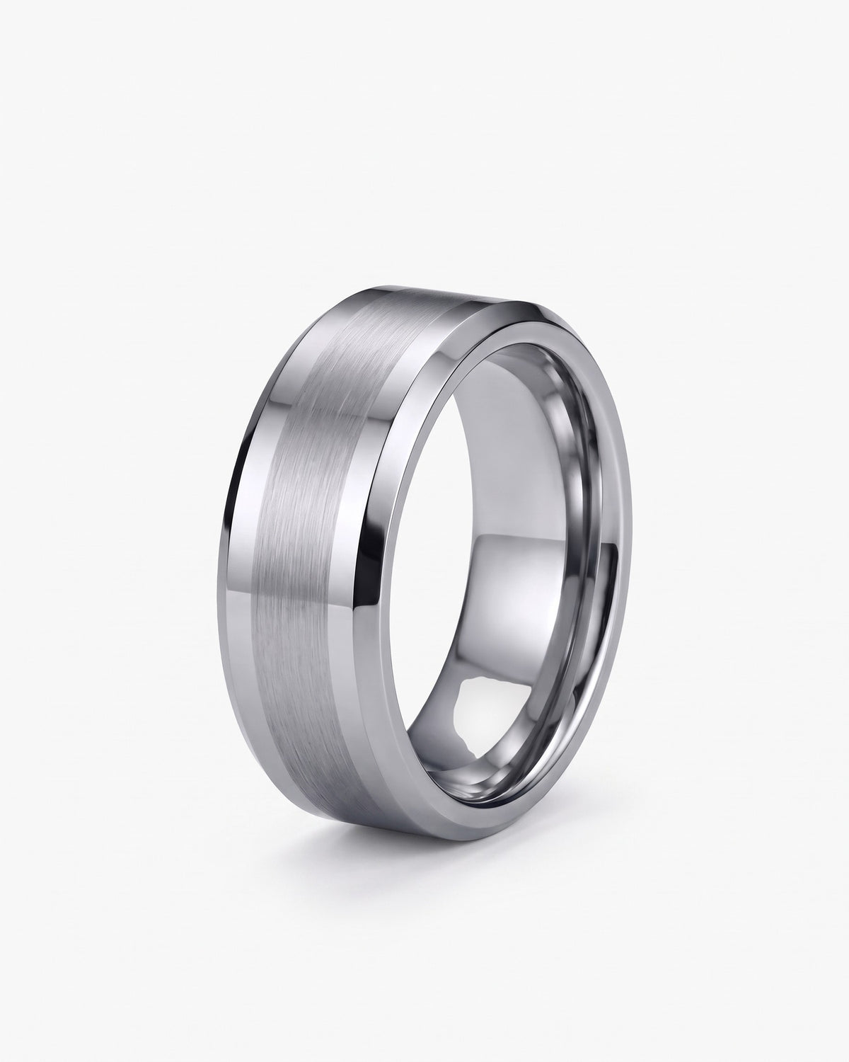 Atlas 8 mm matte tungsten carbide band in silver-tone tungsten carbide [c:silver]