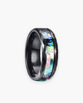 Atlas 8 mm abalone shell inlay band in black stainless steel [c:black]