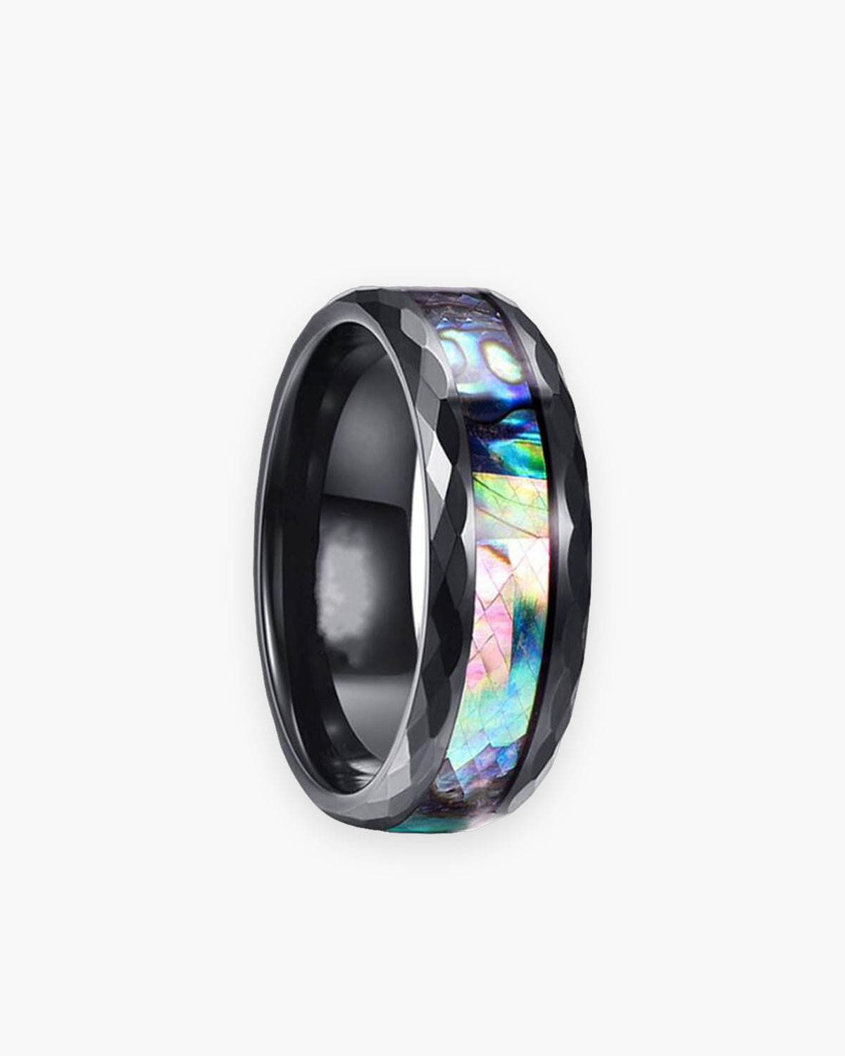 Atlas 8 mm abalone shell inlay band in black stainless steel [c:black]