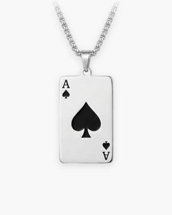 Atlas Ace of Spades Pendant Necklace in silver-tone [c:silver]