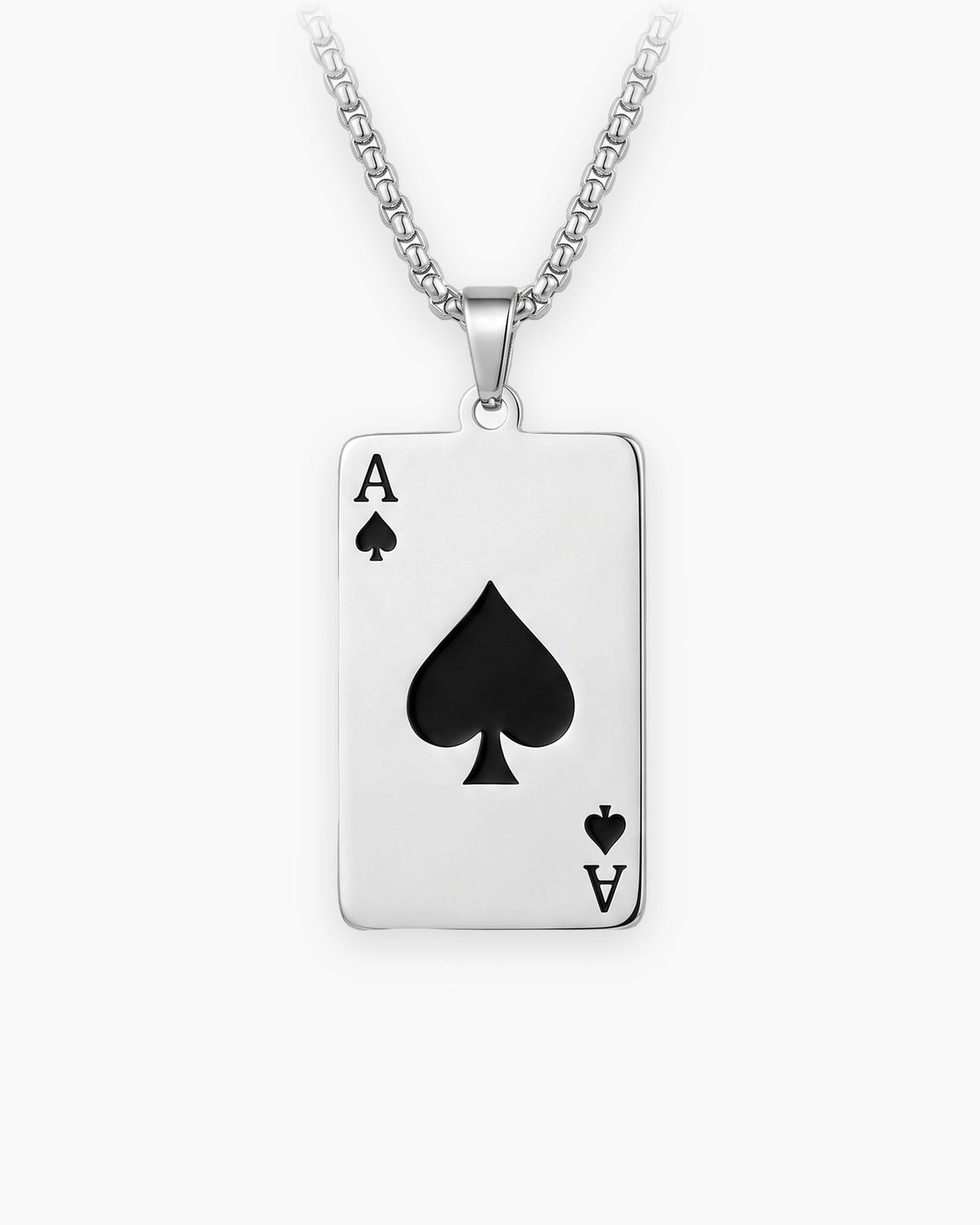 Atlas Ace of Spades Pendant Necklace in silver-tone [c:silver]