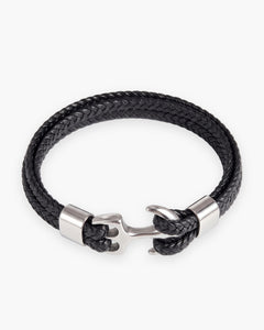Men's Braided Leather Anchor Bracelet