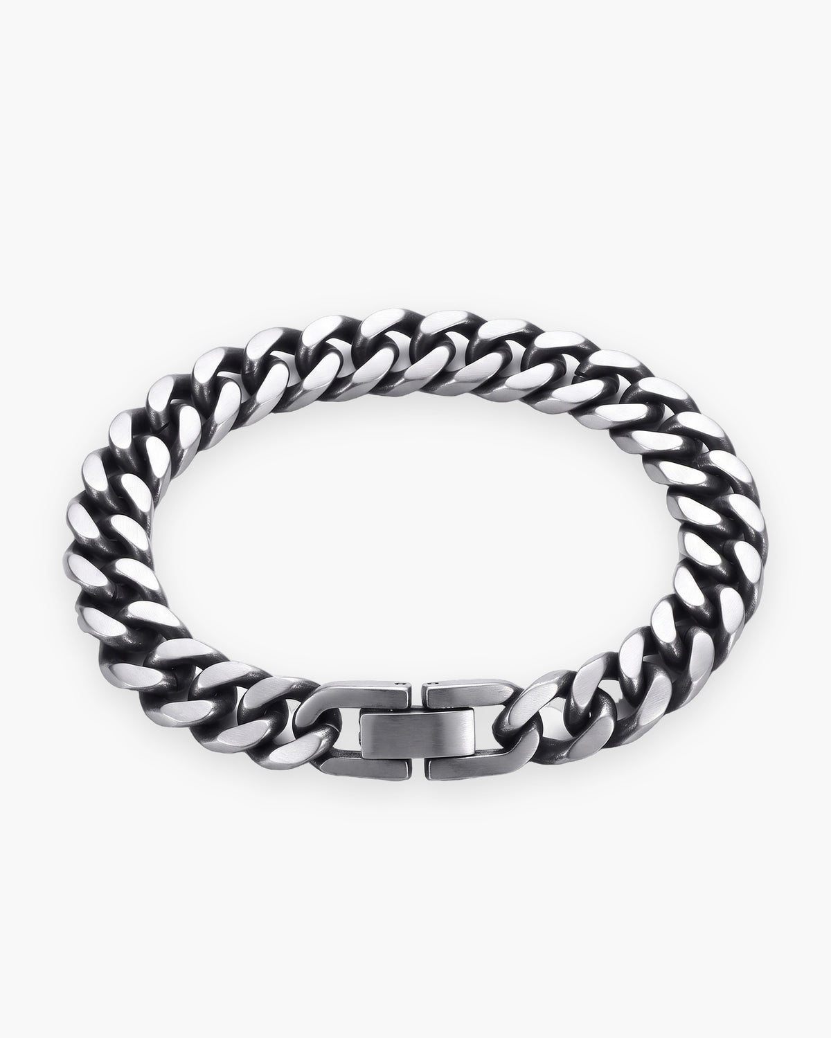 Atlas antiqued Cuban bracelet in antiqued silver stainless steel [c:silver]