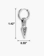 Atlas arrowhead dangle hoop earring dimensions 0.59 x 1.42 inches [u:in]