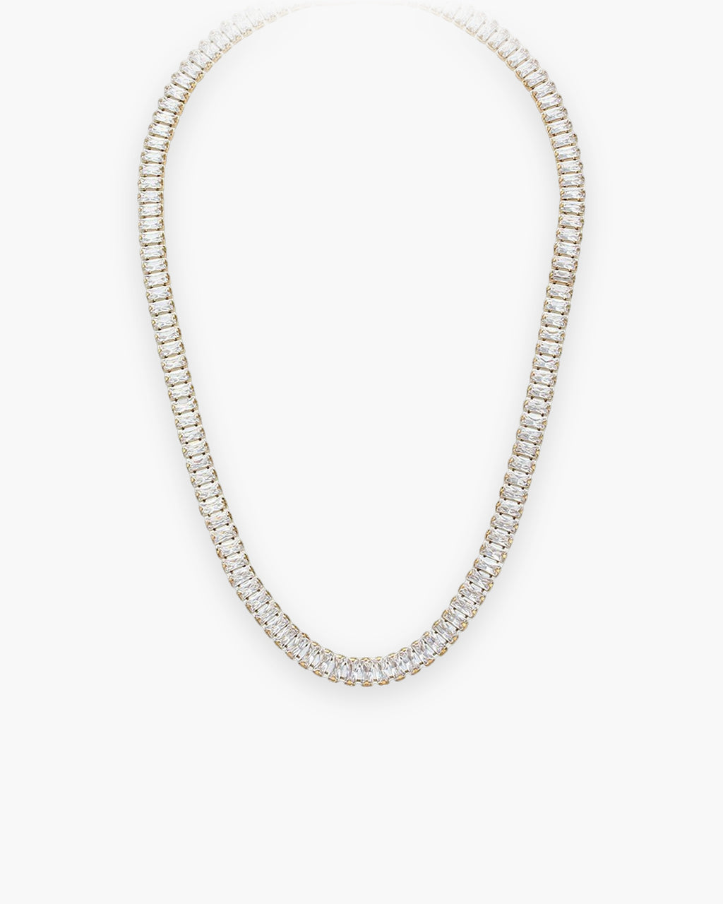 Atlas baguette cubic zirconia tennis chain in gold-tone stainless steel [c:goldsilver]